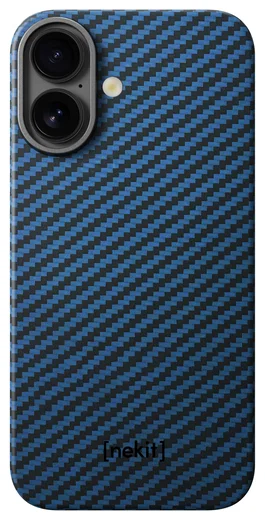 NEKIT Fiber Apple iPhone 17 Hoesje MagSafe Kevlar Back Cover Dun Blauw afbeelding 11