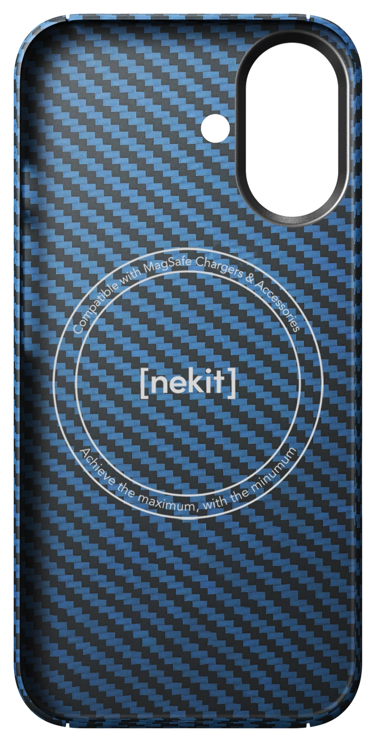 NEKIT Fiber Apple iPhone 17 Hoesje MagSafe Kevlar Back Cover Dun Blauw afbeelding 12