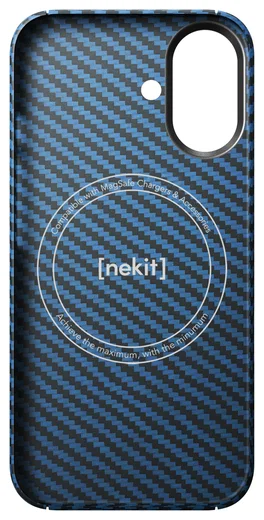 NEKIT Fiber Apple iPhone 17 Hoesje MagSafe Kevlar Back Cover Dun Blauw afbeelding 12