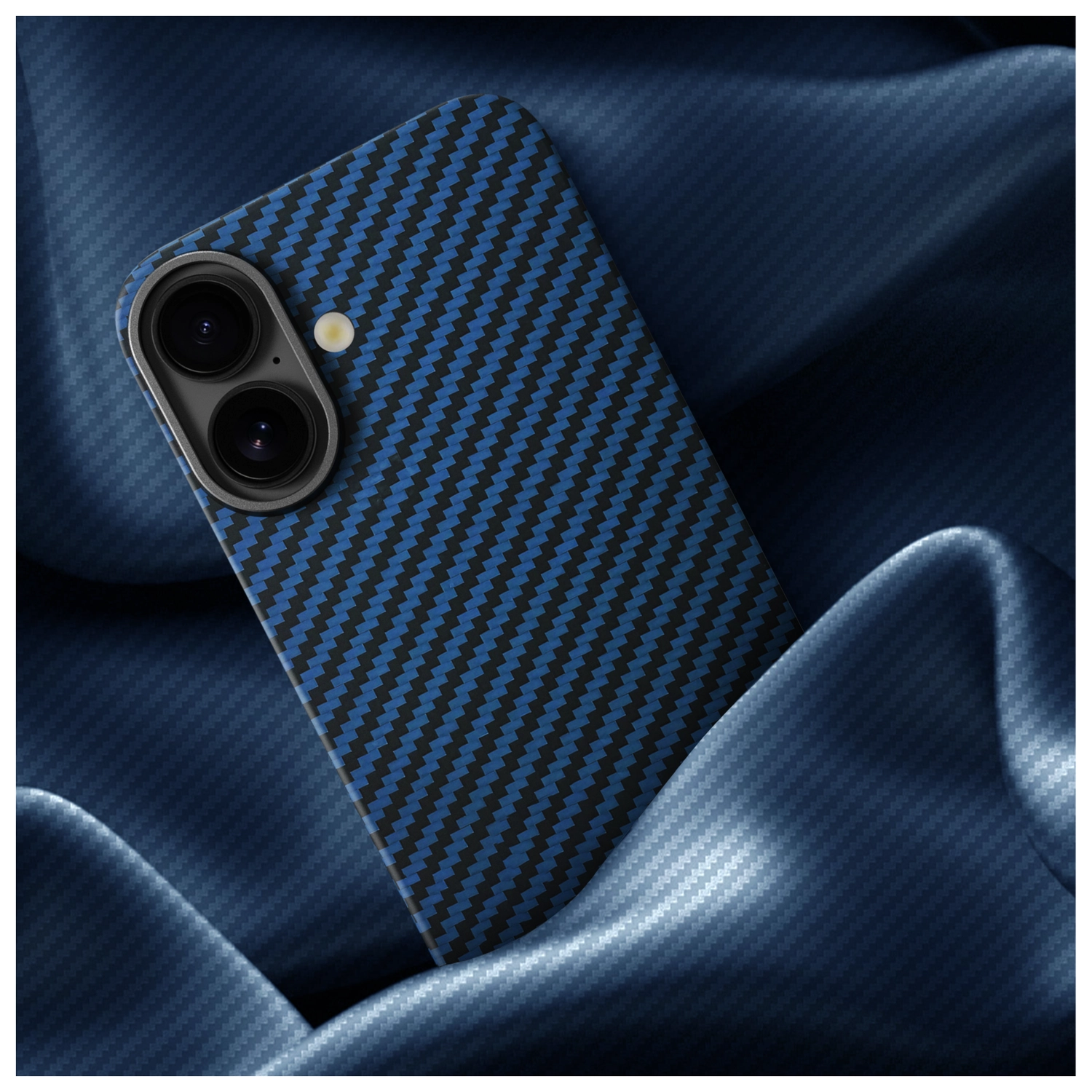 NEKIT Fiber Apple iPhone 17 Hoesje MagSafe Kevlar Back Cover Dun Blauw afbeelding 17