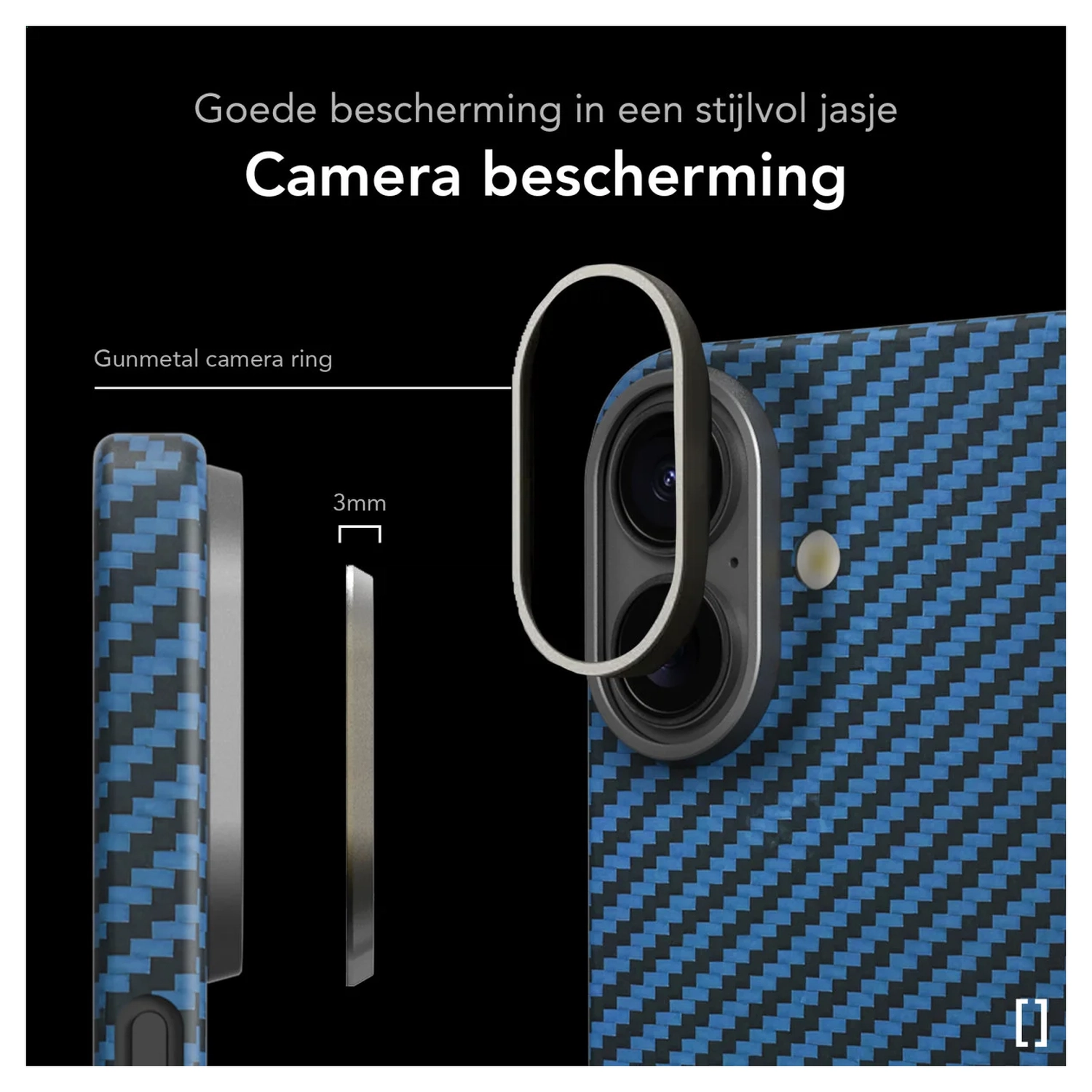 NEKIT Fiber Apple iPhone 17 Hoesje MagSafe Kevlar Back Cover Dun Blauw afbeelding 4