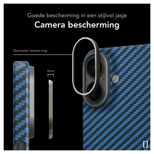 NEKIT Fiber Apple iPhone 17 Hoesje MagSafe Kevlar Back Cover Dun Blauw afbeelding 4