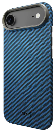 NEKIT Fiber Apple iPhone Air Hoesje MagSafe Kevlar Back Cover Dun Blauw afbeelding 14