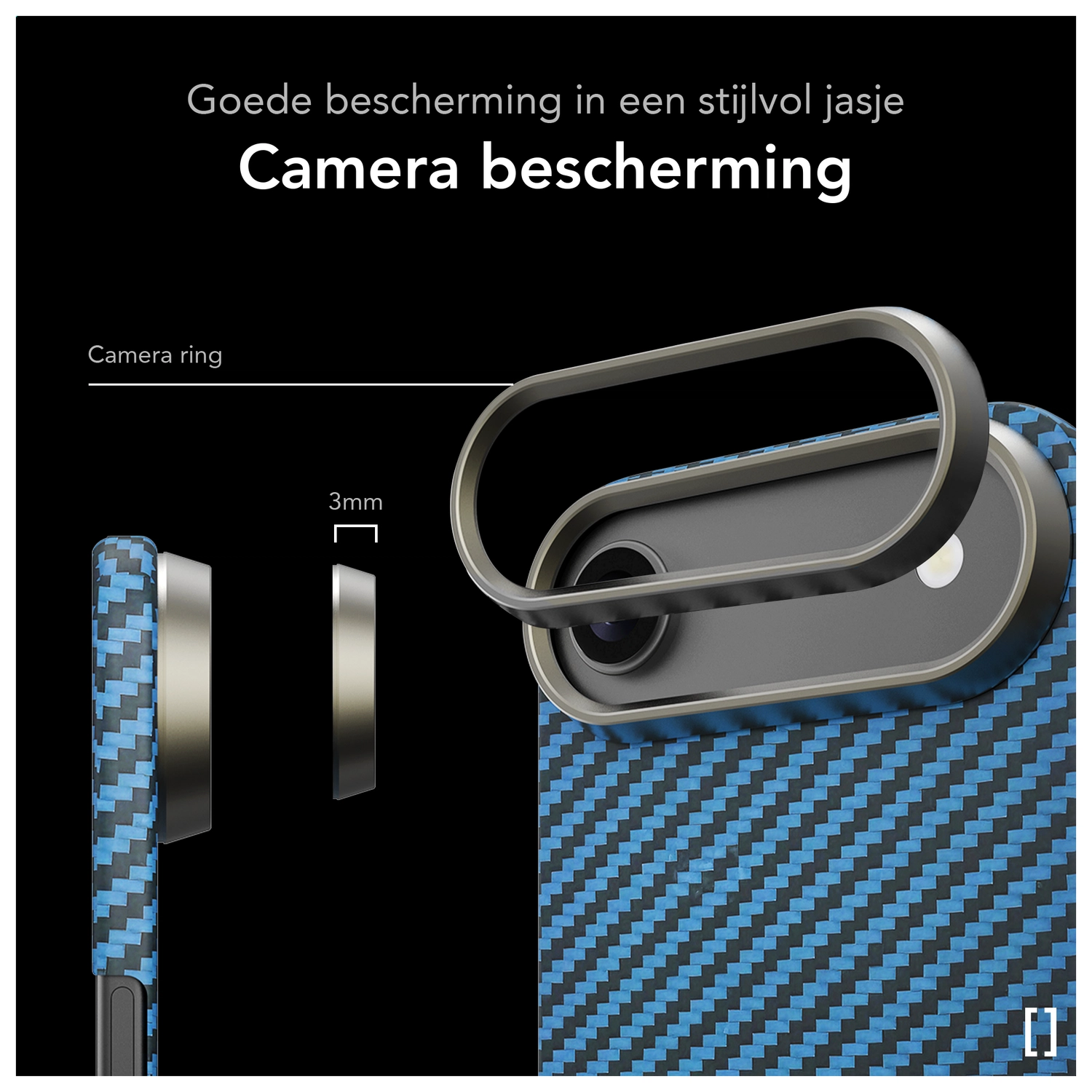 NEKIT Fiber Apple iPhone Air Hoesje MagSafe Kevlar Back Cover Dun Blauw afbeelding 4
