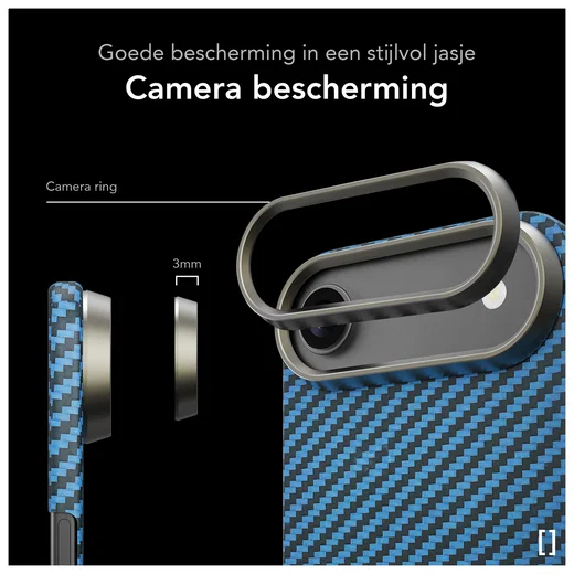 NEKIT Fiber Apple iPhone Air Hoesje MagSafe Kevlar Back Cover Dun Blauw afbeelding 4