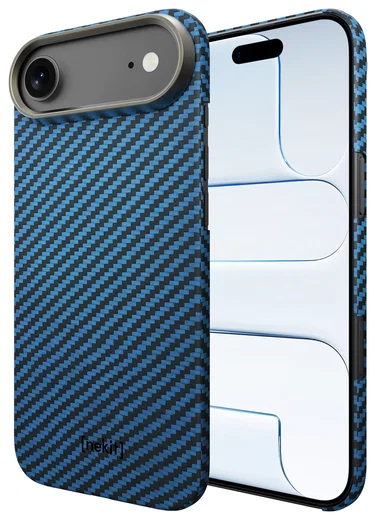 NEKIT Fiber Apple iPhone Air Hoesje MagSafe Kevlar Back Cover Dun Blauw afbeelding 2