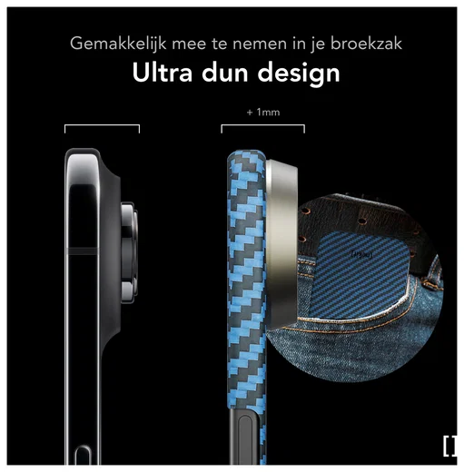 NEKIT Fiber Apple iPhone Air Hoesje MagSafe Kevlar Back Cover Dun Blauw afbeelding 5
