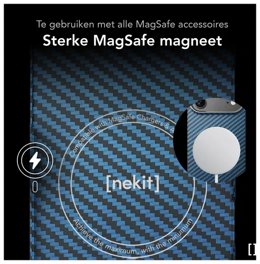 NEKIT Fiber Apple iPhone Air Hoesje MagSafe Kevlar Back Cover Dun Blauw afbeelding 8