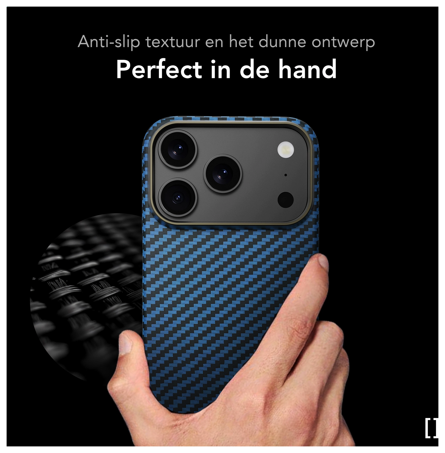 NEKIT Fiber Apple iPhone 17 Pro Hoesje MagSafe Kevlar Back Cover Dun Blauw afbeelding 8