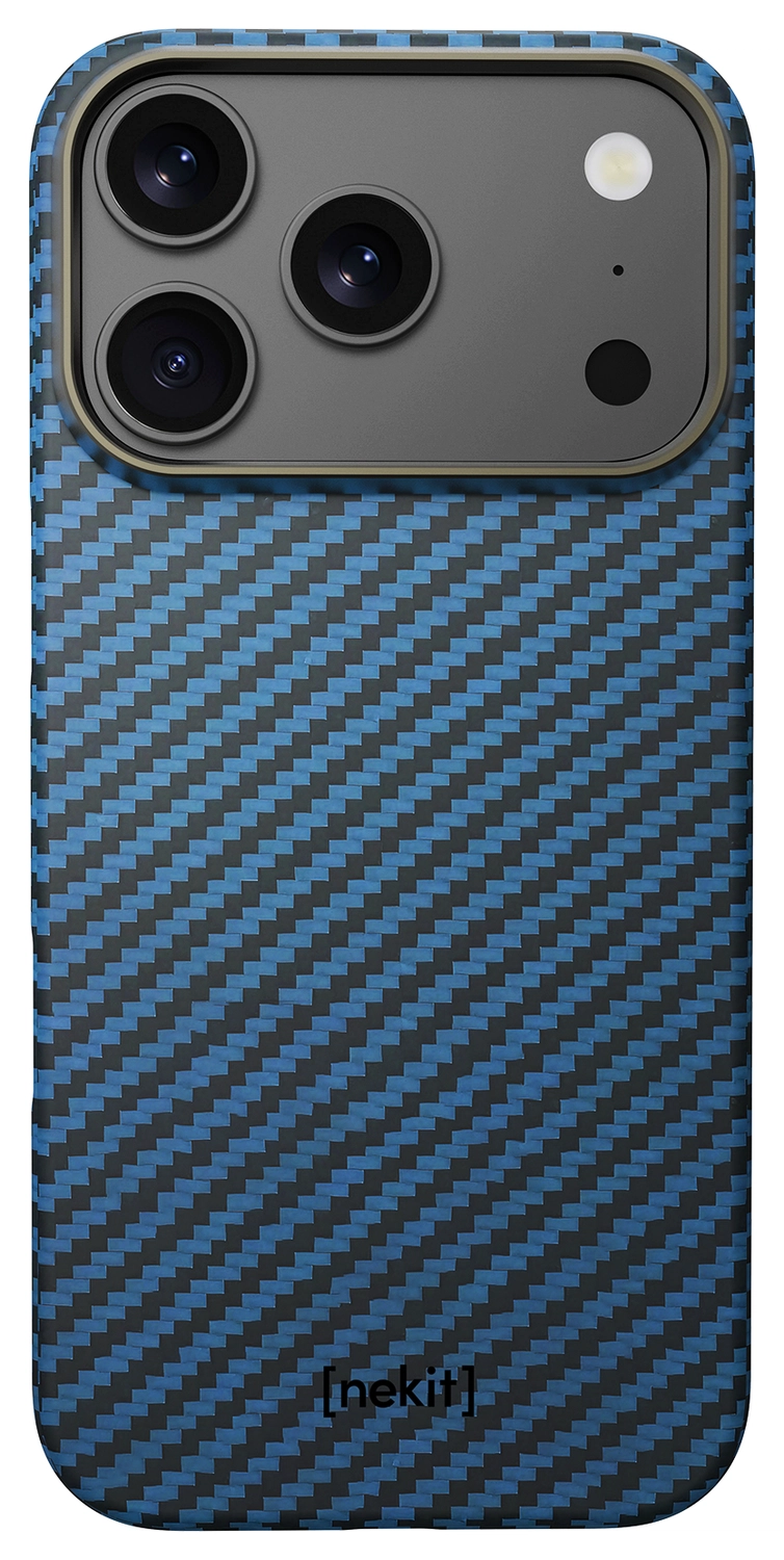NEKIT Fiber Apple iPhone 17 Pro Hoesje MagSafe Kevlar Back Cover Dun Blauw afbeelding 11