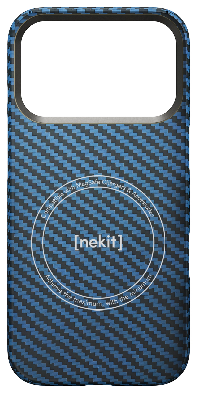 NEKIT Fiber Apple iPhone 17 Pro Hoesje MagSafe Kevlar Back Cover Dun Blauw afbeelding 12