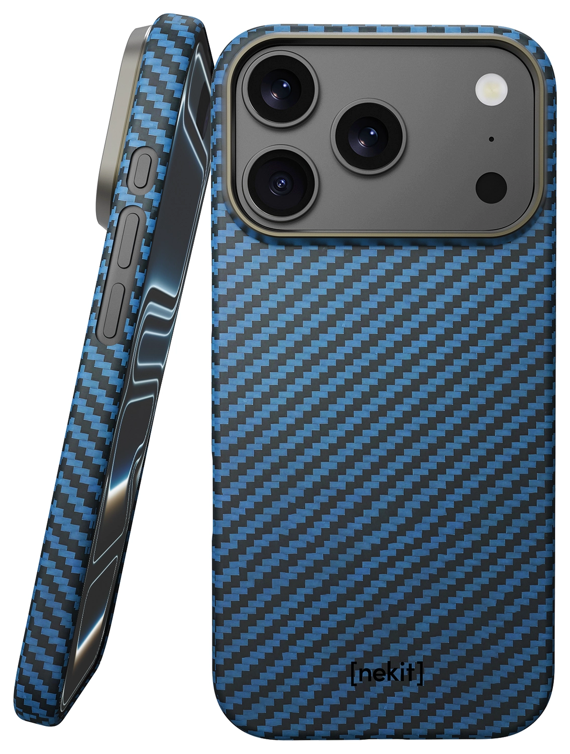NEKIT Fiber Apple iPhone 17 Pro Max Hoesje MagSafe Kevlar Back Cover Dun Blauw afbeelding 1
