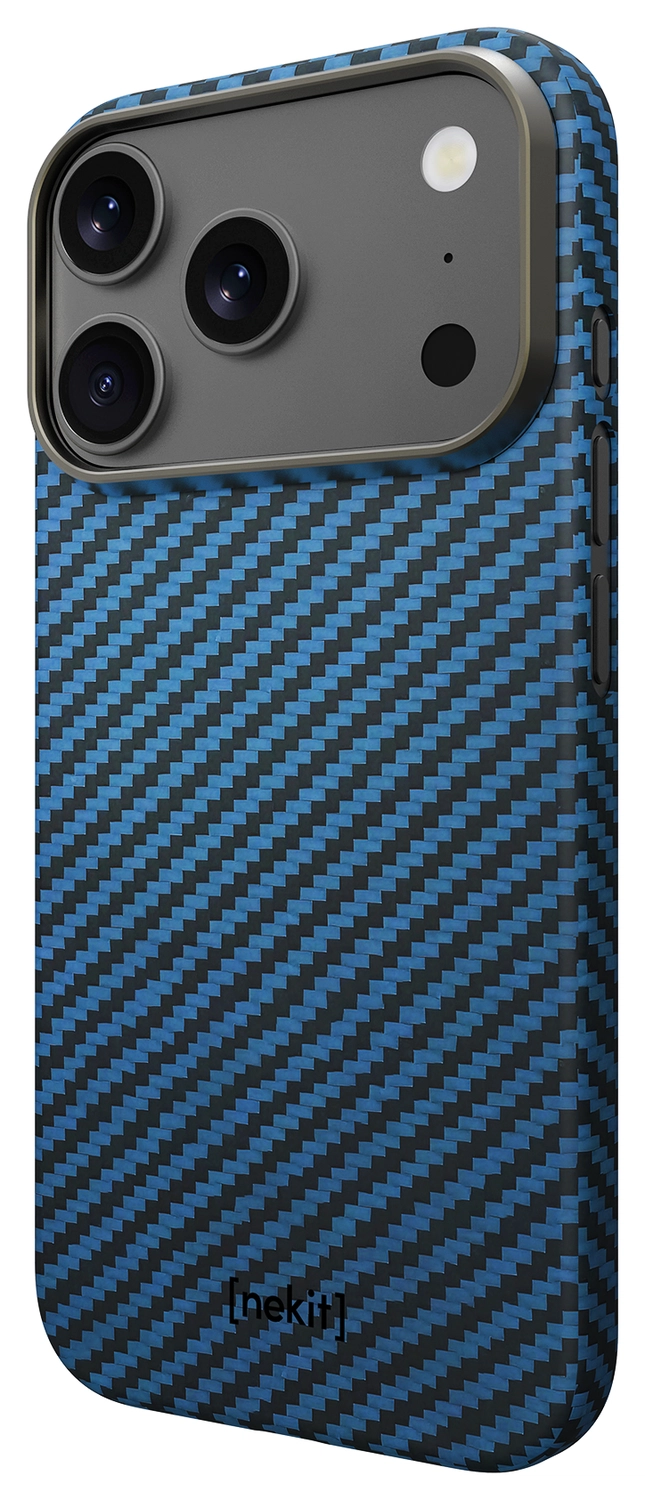 NEKIT Fiber Apple iPhone 17 Pro Max Hoesje MagSafe Kevlar Back Cover Dun Blauw afbeelding 14