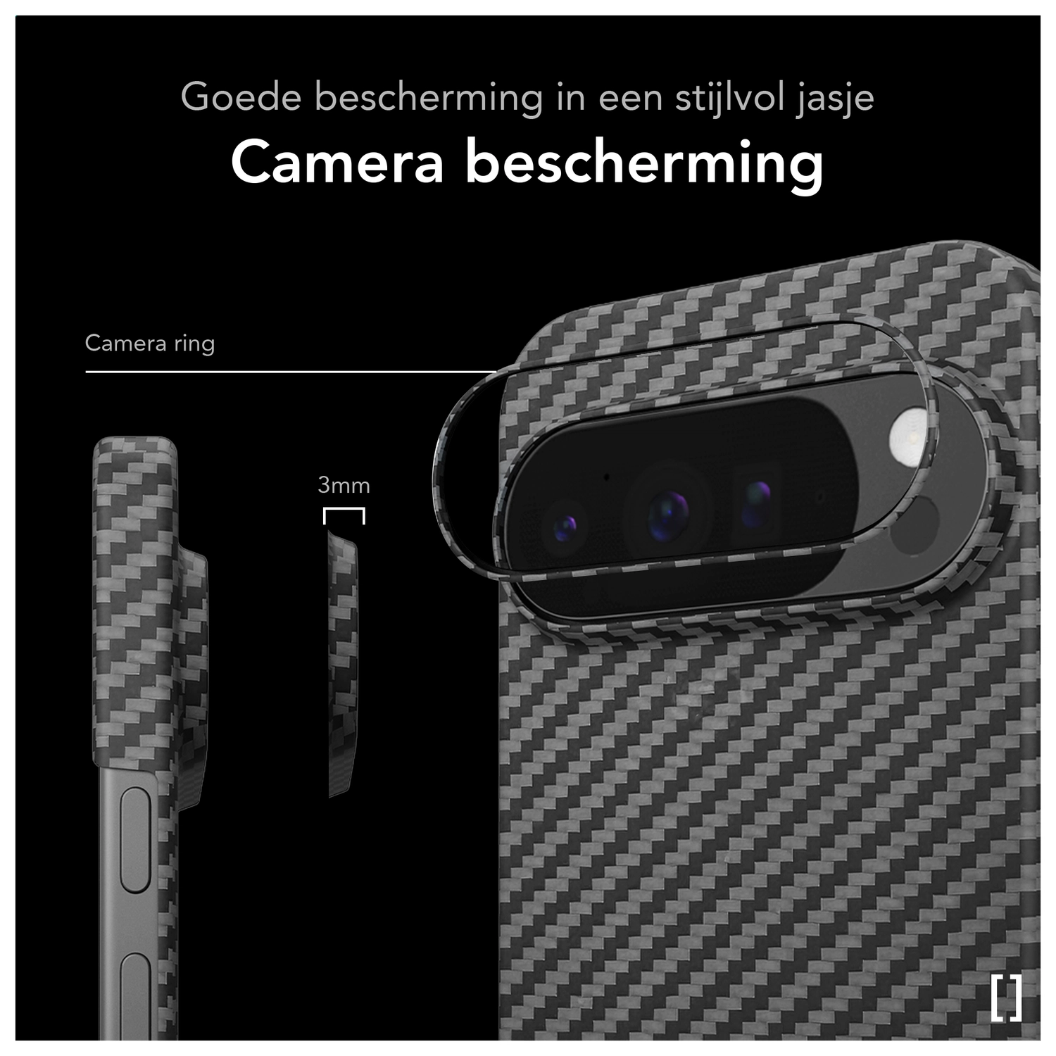 NEKIT Fiber PixelSnap Google Pixel 10 Pro XL Hoesje MagSafe / Qi2 Kevlar Zwart afbeelding 3