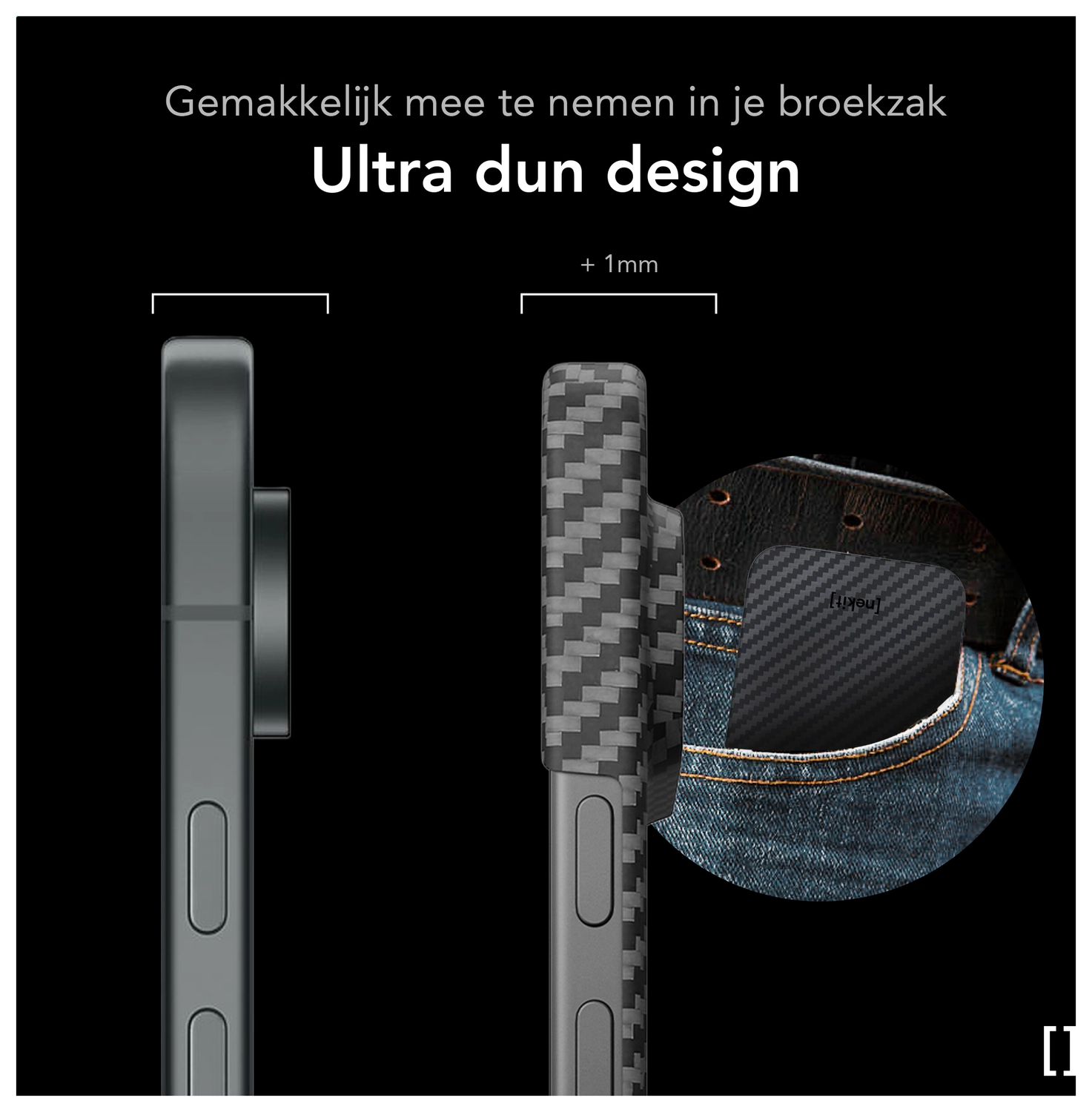 NEKIT Fiber PixelSnap Google Pixel 10 Pro XL Hoesje MagSafe / Qi2 Kevlar Zwart afbeelding 5