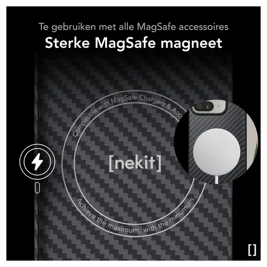 NEKIT Fiber PixelSnap Google Pixel 10 Pro Fold Hoesje MagSafe / Qi2 Kevlar Zwart afbeelding 5