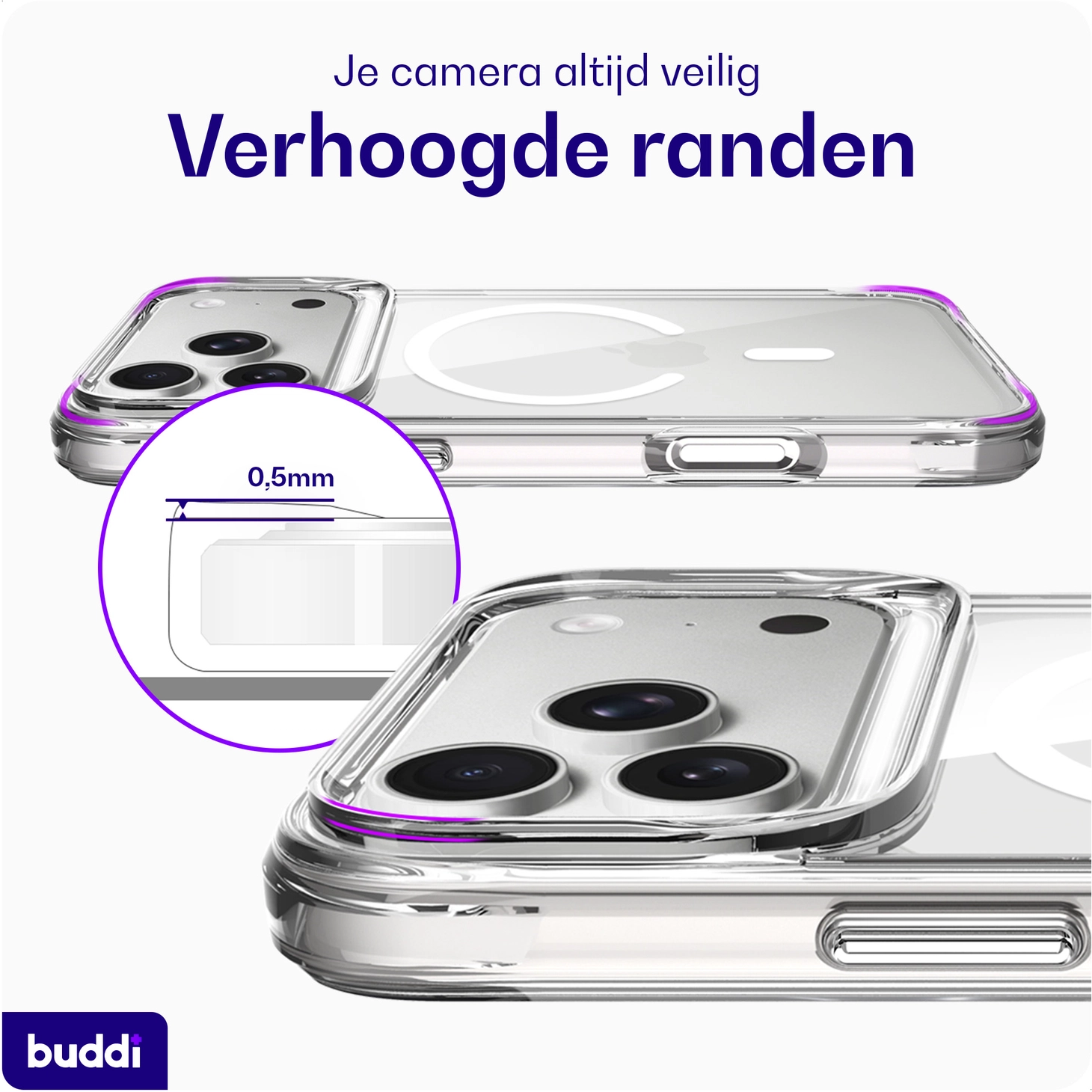 Buddi Core Apple iPhone 17 Pro Max Hoesje MagSafe Back Cover Clear afbeelding 5