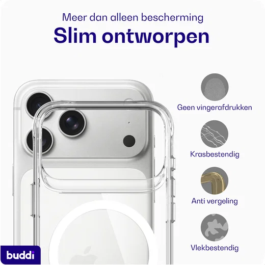 Buddi Core Apple iPhone 17 Pro Max Hoesje MagSafe Back Cover Clear afbeelding 6