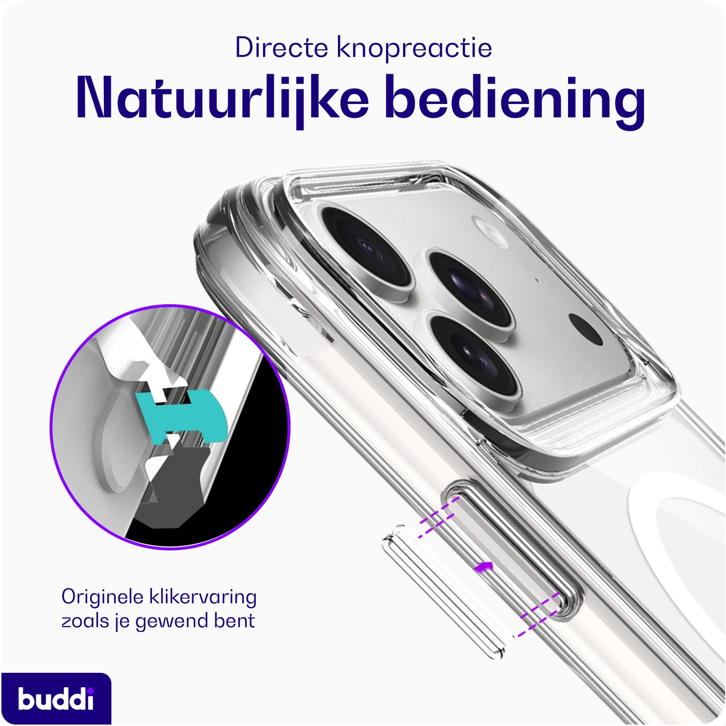 Buddi Core Apple iPhone 17 Pro Max Hoesje MagSafe Back Cover Clear afbeelding 7