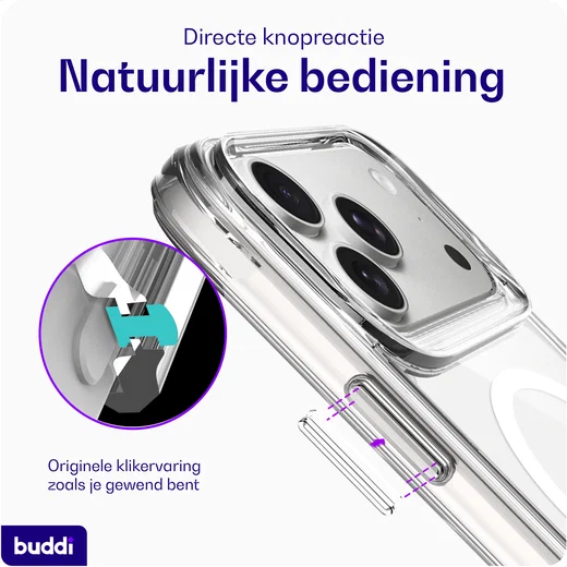 Buddi Core Apple iPhone 17 Pro Max Hoesje MagSafe Back Cover Clear afbeelding 7