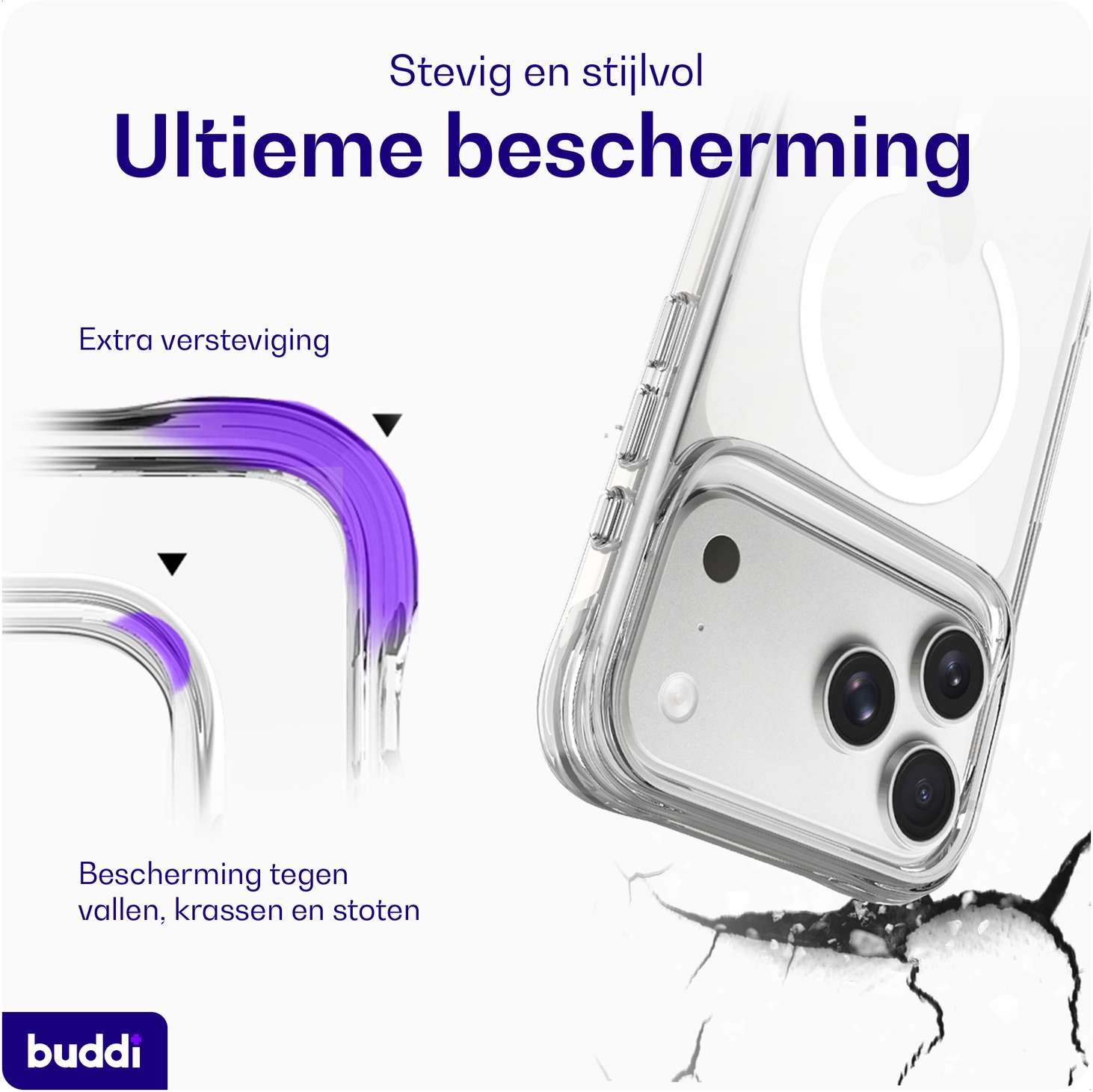 Buddi Core Apple iPhone 17 Pro Hoesje MagSafe Back Cover Clear afbeelding 3