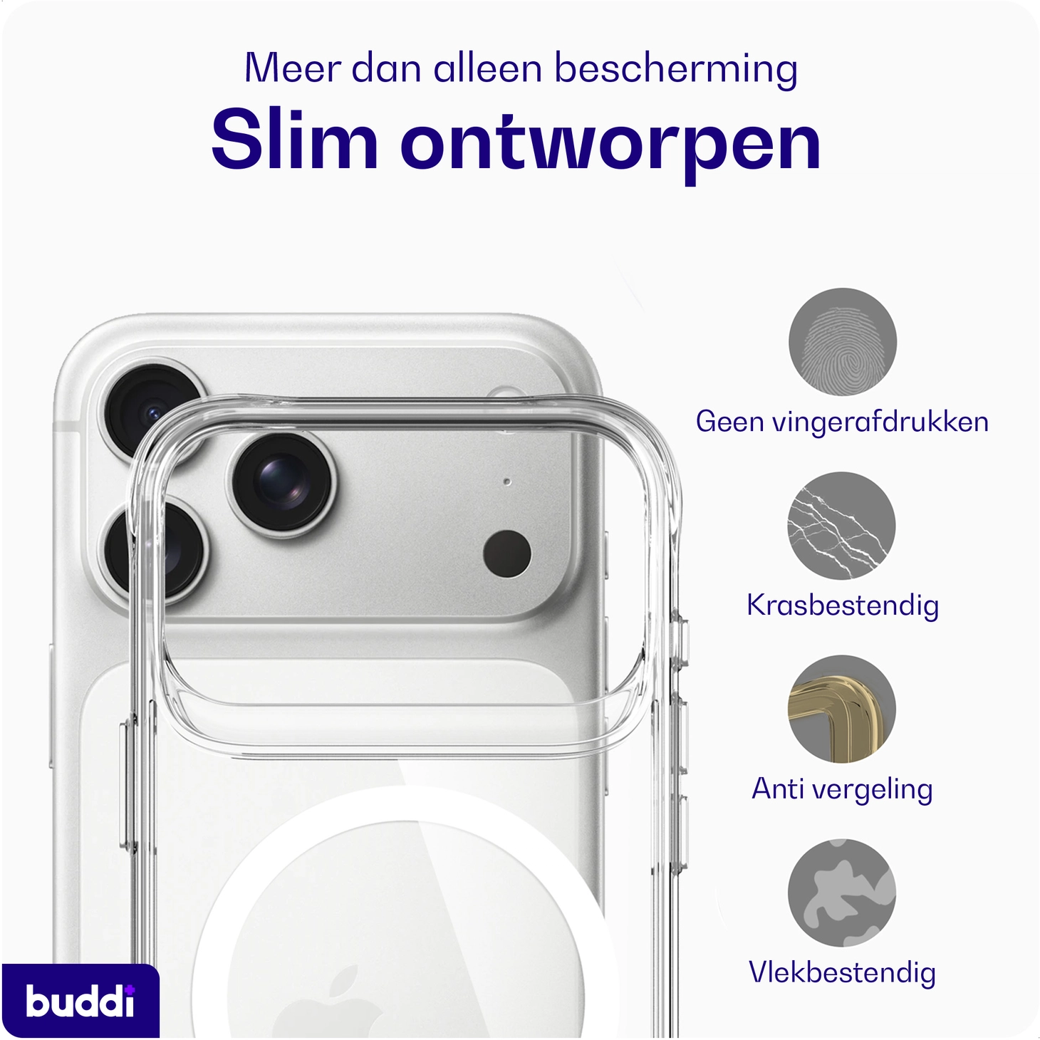 Buddi Core Apple iPhone 17 Pro Hoesje MagSafe Back Cover Clear afbeelding 7