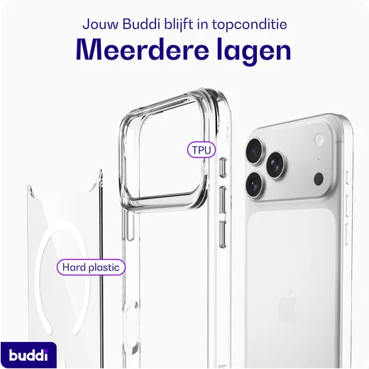Buddi Core Apple iPhone 17 Pro Hoesje MagSafe Back Cover Clear afbeelding 8