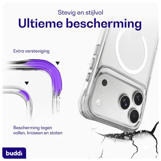 Buddi Core Apple iPhone 17 Pro Hoesje MagSafe Back Cover Matte Clear afbeelding 3