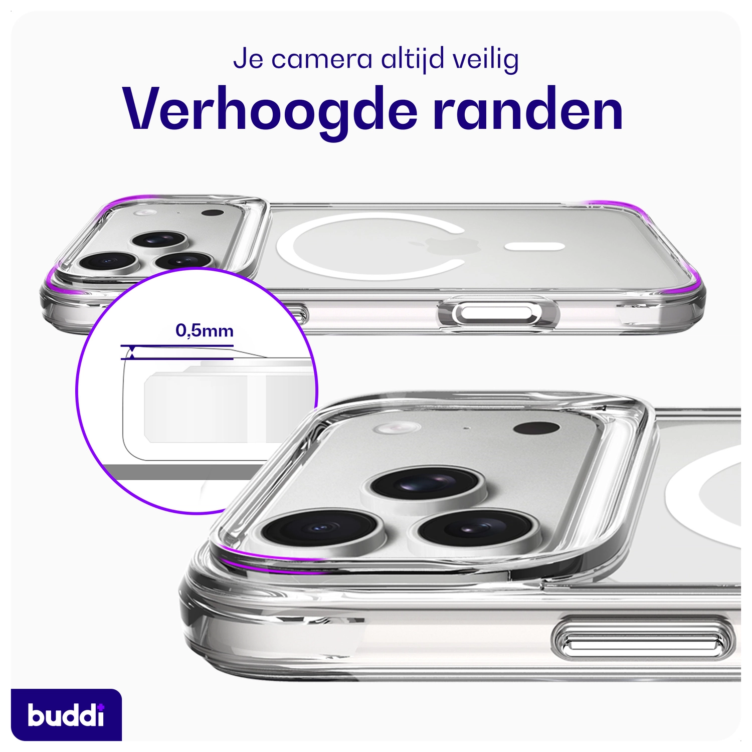Buddi Core Apple iPhone 17 Pro Hoesje MagSafe Back Cover Matte Clear afbeelding 5