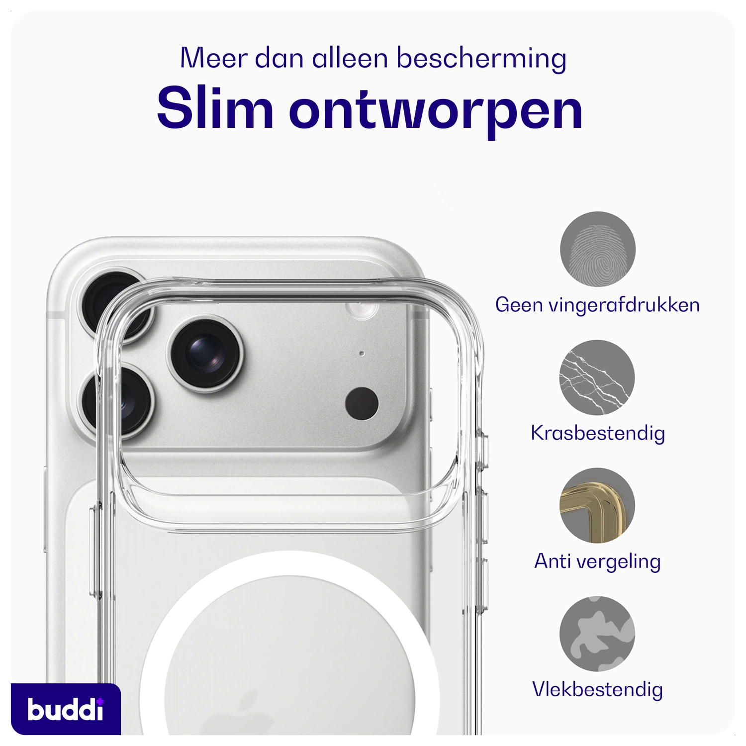 Buddi Core Apple iPhone 17 Pro Hoesje MagSafe Back Cover Matte Clear afbeelding 6
