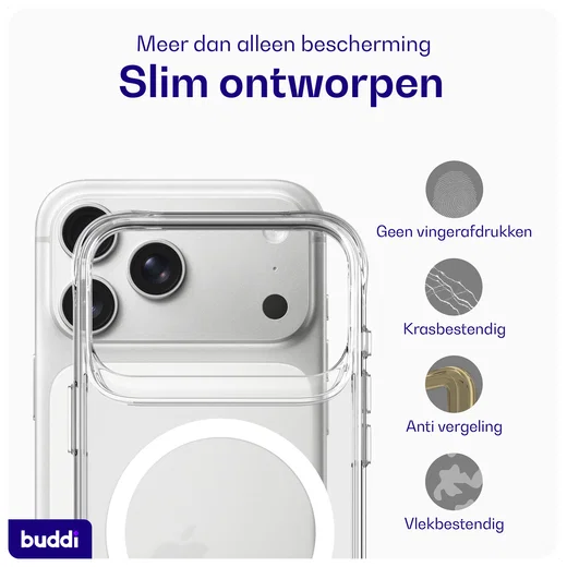 Buddi Core Apple iPhone 17 Pro Hoesje MagSafe Back Cover Matte Clear afbeelding 6
