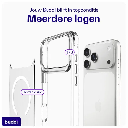 Buddi Core Apple iPhone 17 Pro Hoesje MagSafe Back Cover Matte Clear afbeelding 8