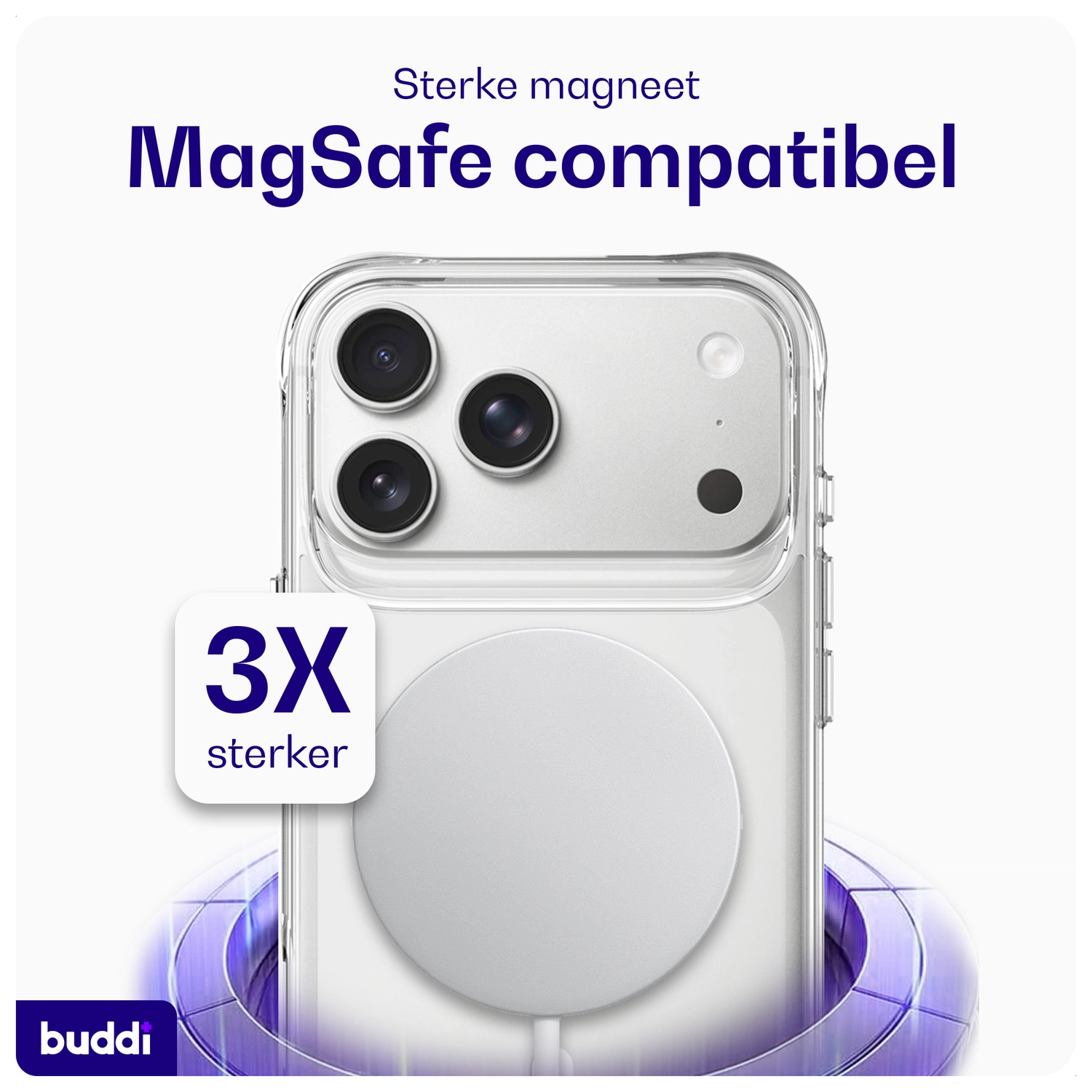 Buddi Core Apple iPhone 17 Pro Max Hoesje MagSafe Back Cover Matte Clear afbeelding 4
