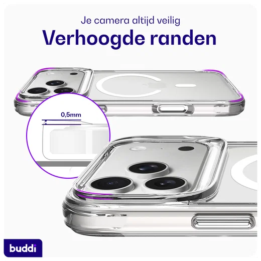 Buddi Core Apple iPhone 17 Pro Max Hoesje MagSafe Back Cover Matte Clear afbeelding 5