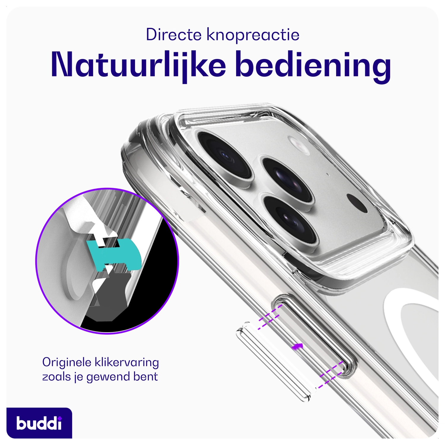Buddi Core Apple iPhone 17 Pro Max Hoesje MagSafe Back Cover Matte Clear afbeelding 6