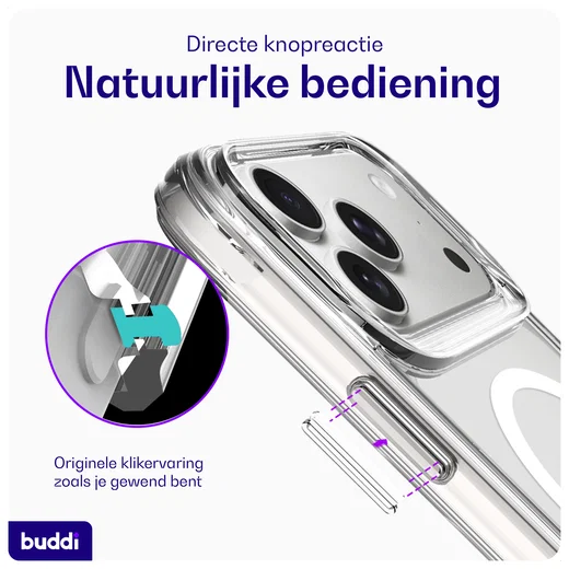 Buddi Core Apple iPhone 17 Pro Max Hoesje MagSafe Back Cover Matte Clear afbeelding 6