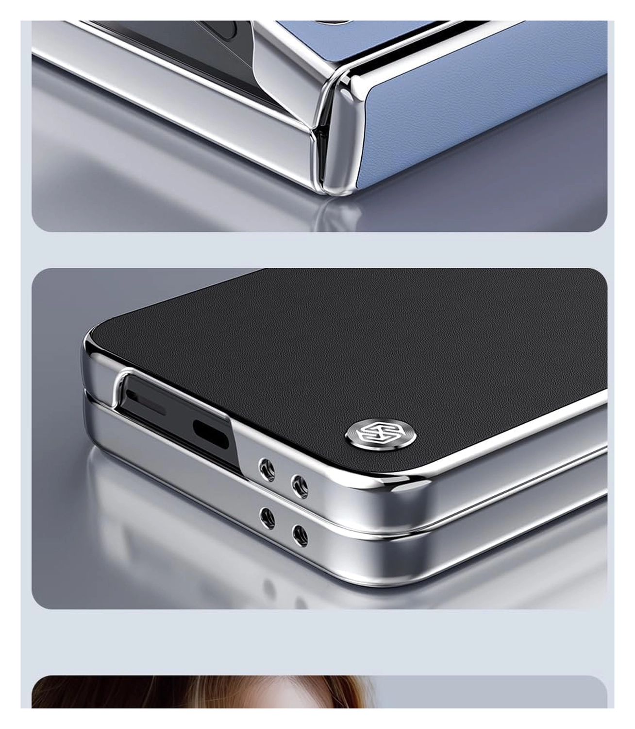Nillkin CamShield Leather Flip Samsung Z Flip 6 / 7 FE Hoesje Wit afbeelding 5