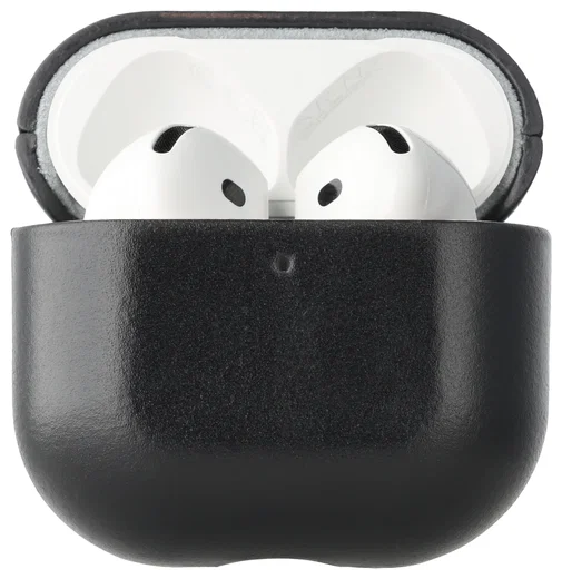 Rosso Deluxe Apple AirPods 4 Hoesje Echt Leer Case Zwart afbeelding 1