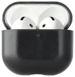 Rosso Deluxe Apple AirPods 4 Hoesje Echt Leer Case Zwart afbeelding