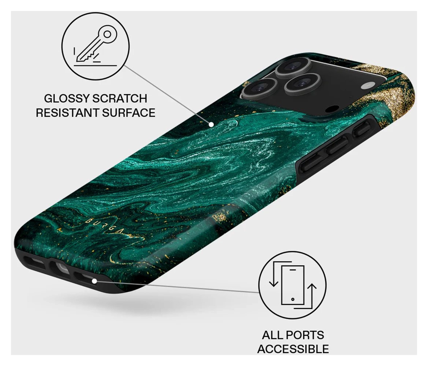 Burga Tough MagSafe Apple iPhone 17 Pro Max Hoesje Back Cover Emerald Pool afbeelding 3