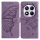 Xiaomi Redmi Note 14 Pro 4G Hoesje Vlinder Bloem Book Case Pasjeshouder Paars afbeelding 1