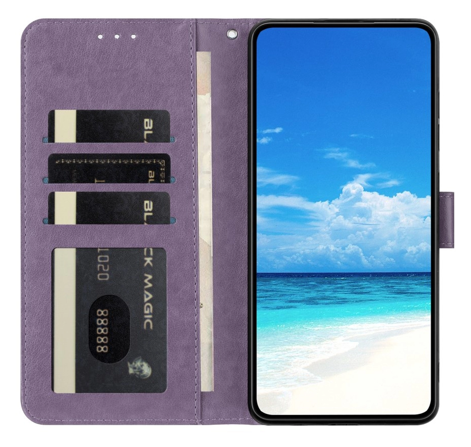 Xiaomi Redmi Note 14 Pro 4G Hoesje Vlinder Bloem Book Case Pasjeshouder Paars afbeelding 2