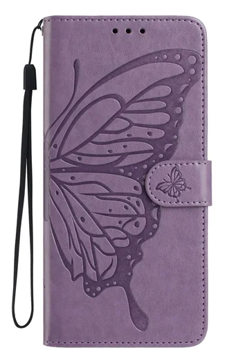 Xiaomi Redmi Note 14 Pro 4G Hoesje Vlinder Bloem Book Case Pasjeshouder Paars afbeelding 4