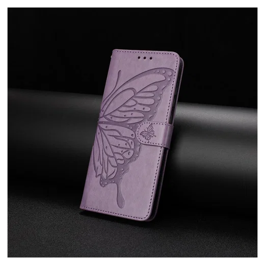 Xiaomi Redmi Note 14 Pro 4G Hoesje Vlinder Bloem Book Case Pasjeshouder Paars afbeelding 6