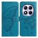 Xiaomi Redmi Note 14 Pro 4G Hoesje Vlinder Bloem Book Case Pasjeshouder Blauw