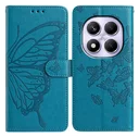 Xiaomi Redmi Note 14 Pro 4G Hoesje Vlinder Bloem Book Case Pasjeshouder Blauw