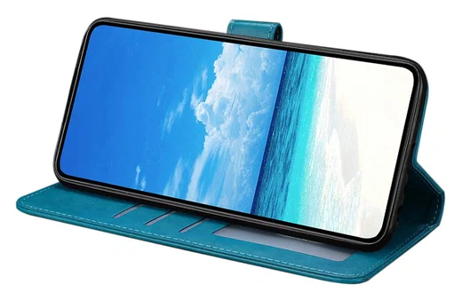 Xiaomi Redmi Note 14 Pro 4G Hoesje Vlinder Bloem Book Case Pasjeshouder Blauw afbeelding 3