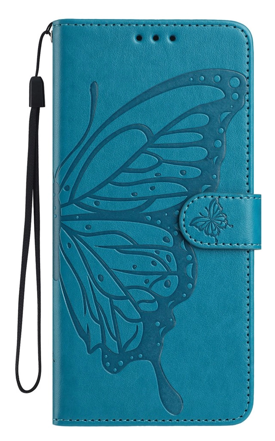 Xiaomi Redmi Note 14 Pro 4G Hoesje Vlinder Bloem Book Case Pasjeshouder Blauw afbeelding 4