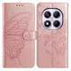 Xiaomi Redmi Note 14 Pro 4G Hoesje Vlinder Bloem Book Case Pasjeshouder Roze