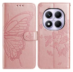 Xiaomi Redmi Note 14 Pro 4G Hoesje Vlinder Bloem Book Case Pasjeshouder Roze afbeelding